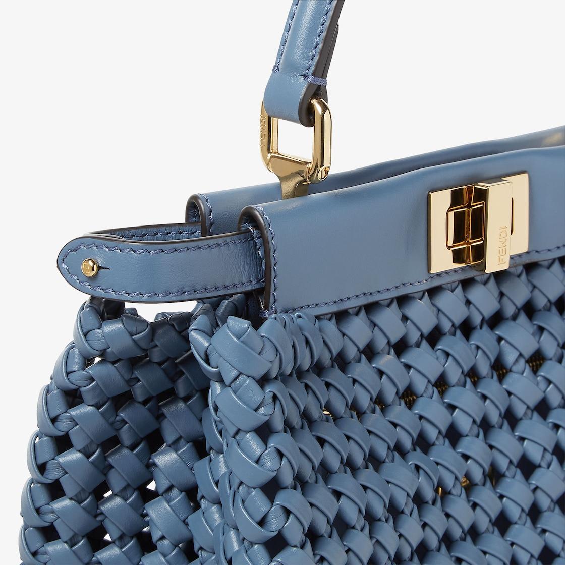 Peekaboo MiniBlue interlaced leather bag Product Image