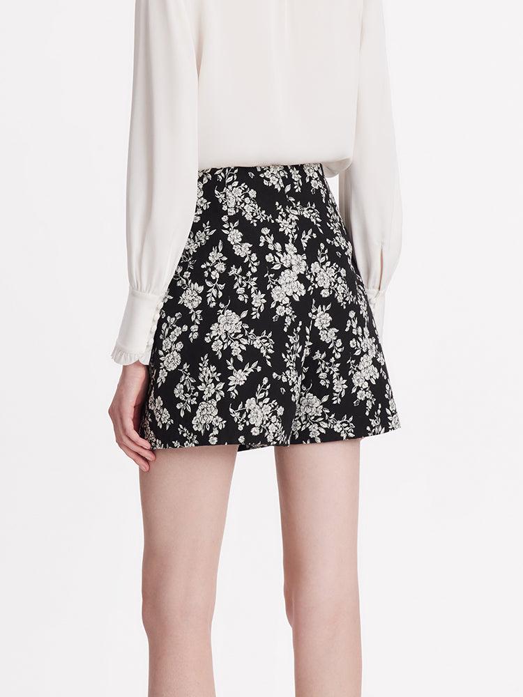 Camellia Jacquard A-Line Women Mini Skirt Product Image
