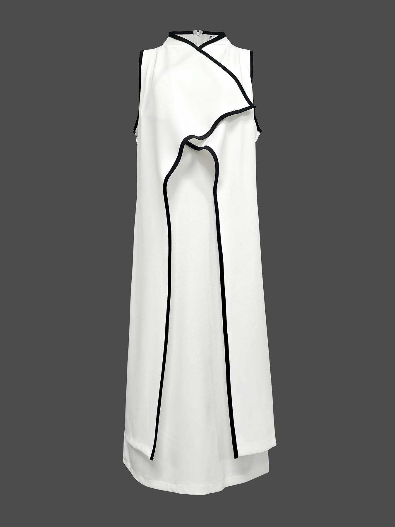 False Two Sleeveless Solid Color Midi Dresses Product Image