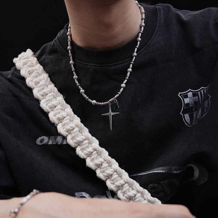 Star Rhinestone Pendant Beaded Necklace Product Image