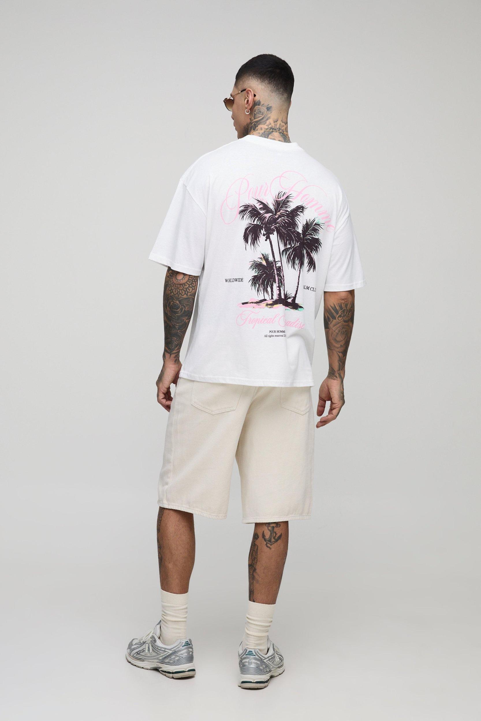 Tall Oversized Tropical Paradise Printed T-Shirt | boohooMAN USA Product Image