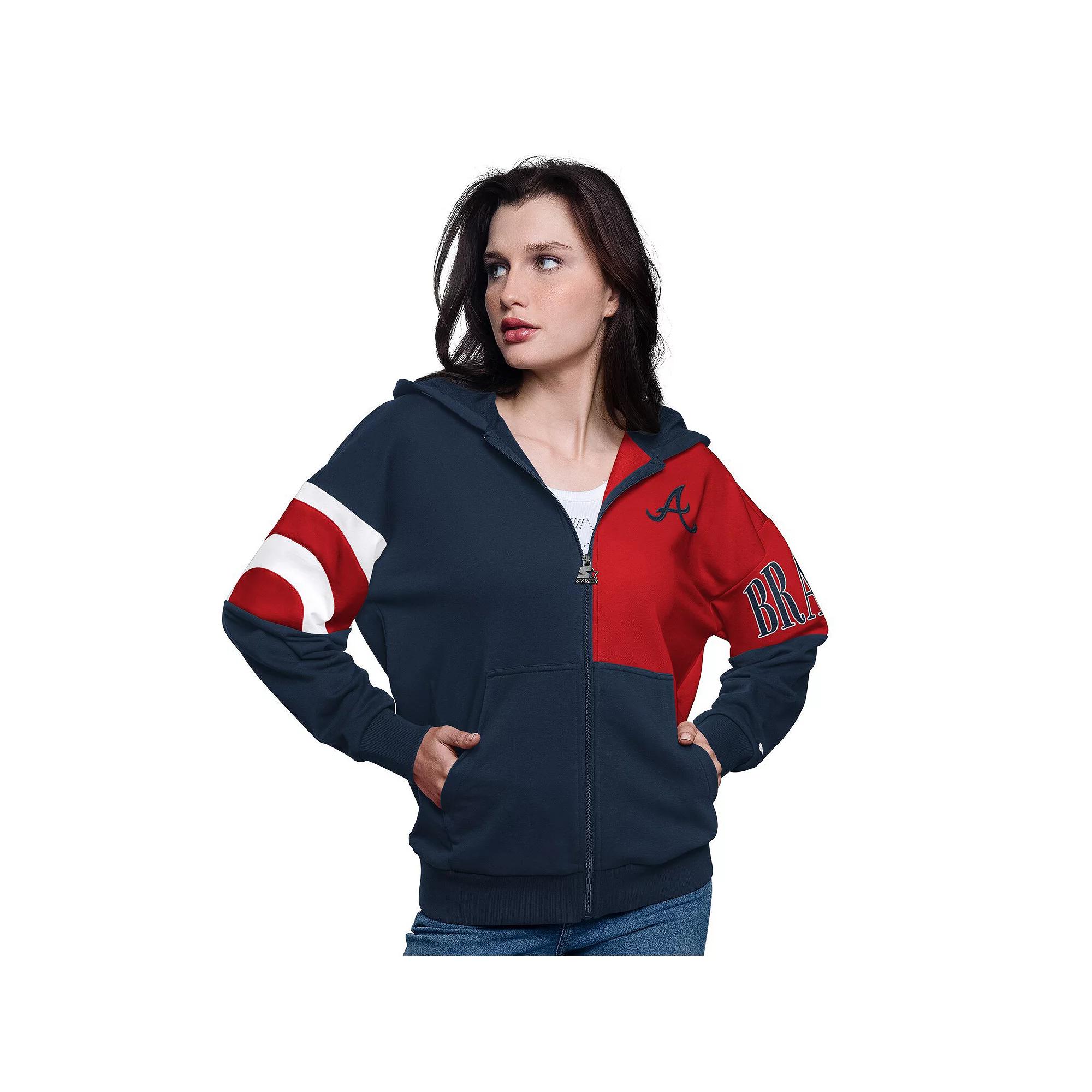 Women's Starter Navy/Red Minnesota Twins Curve Ball Full Zip Hoodie Sweatshirt,  Product Image