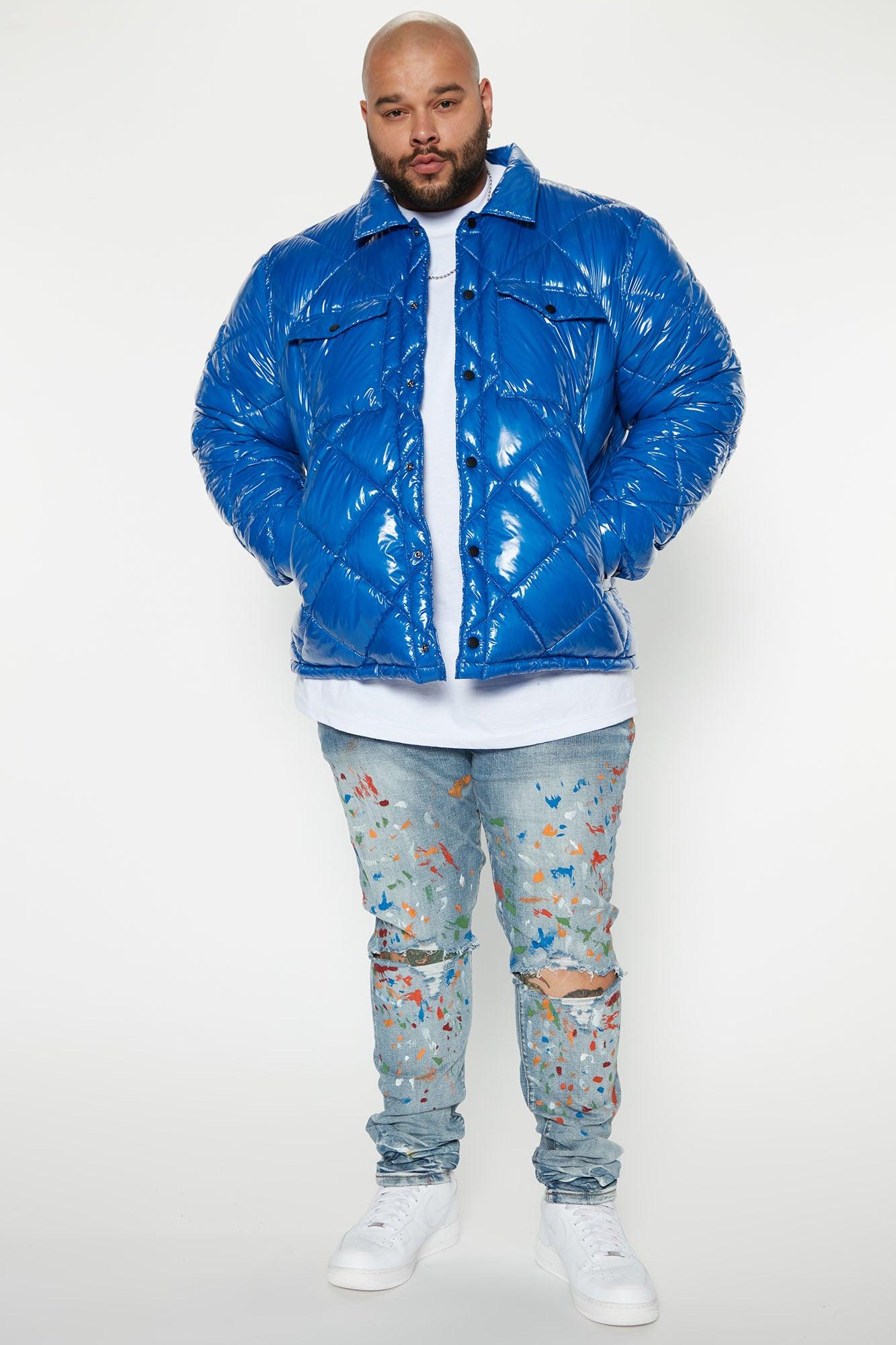 Your Diamond Quilted Puffer Jacket - Blue Product Image