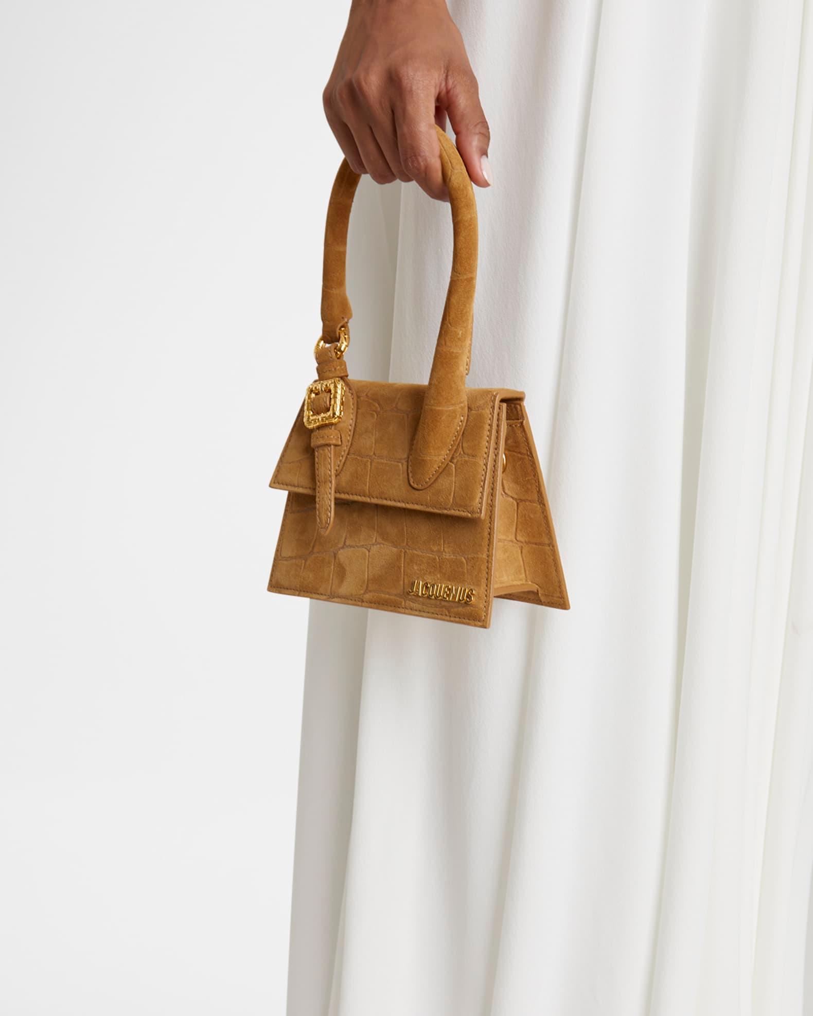 Le Chiquito Moyen Croc-Embossed Suede Top-Handle Bag Product Image