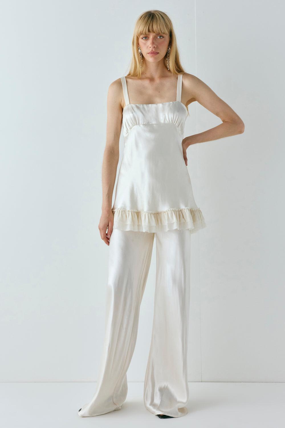 Rae Satin Pants Cream Product Image