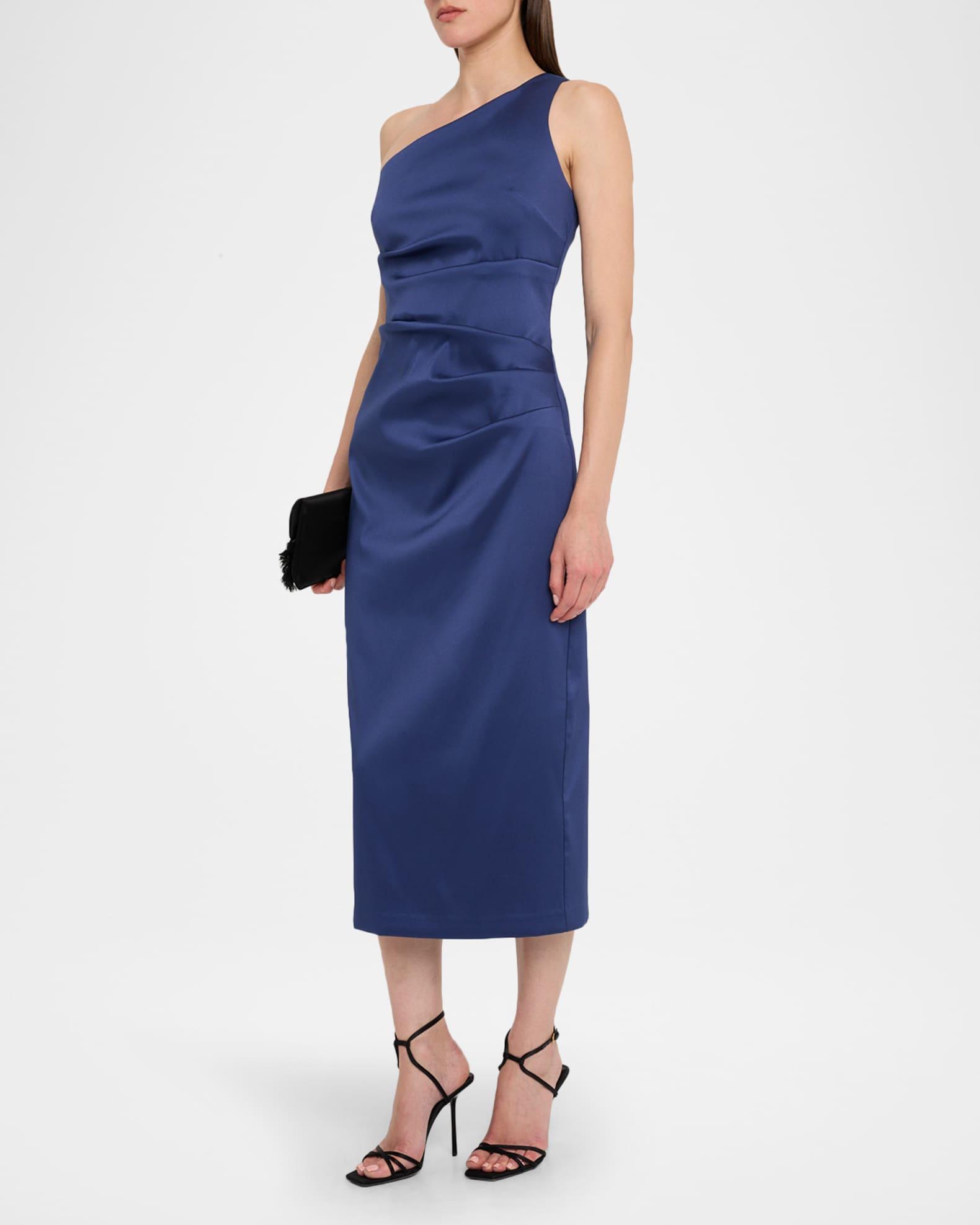 One-Shoulder Stretch Mikado Midi Dress Product Image