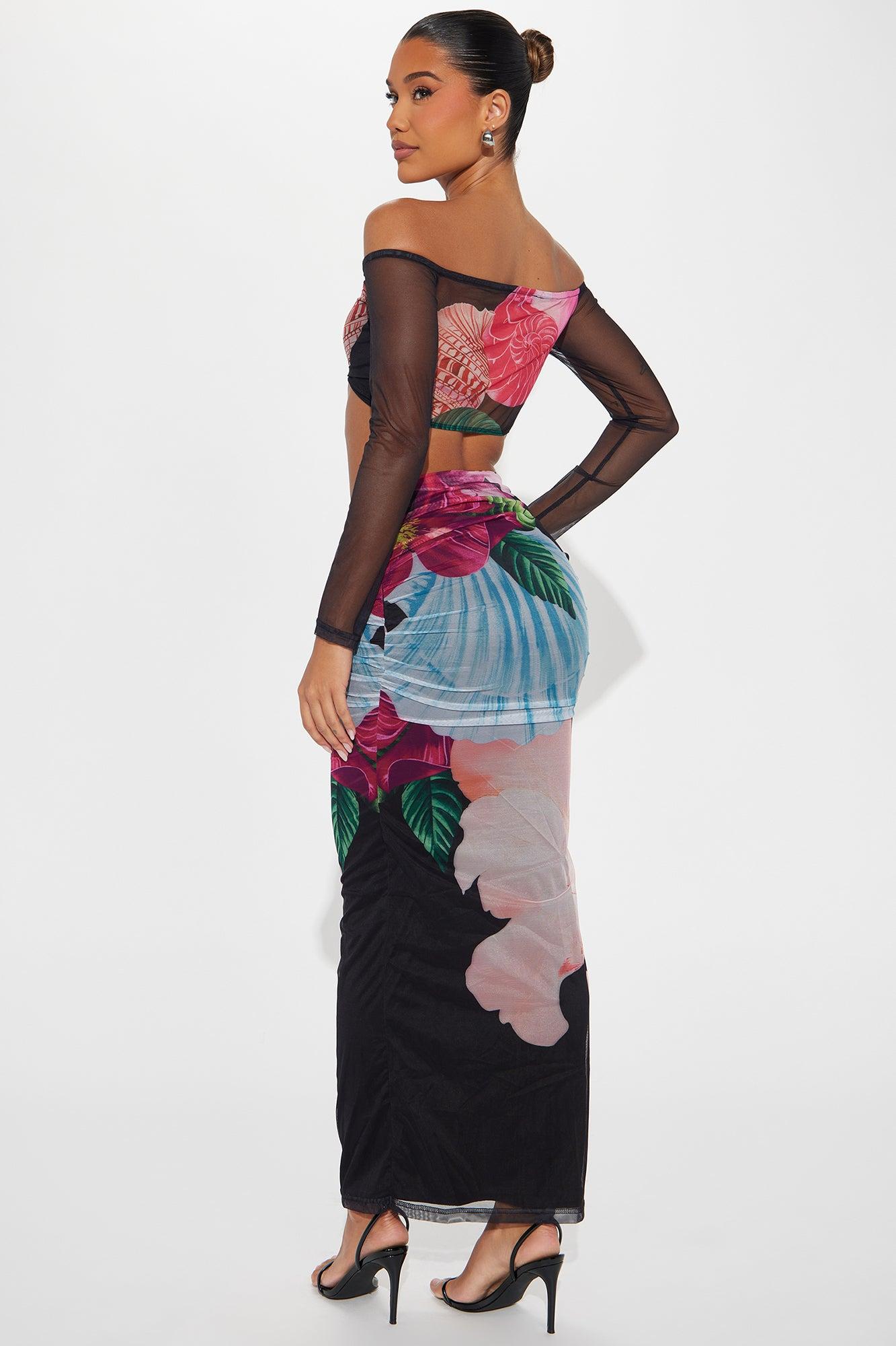 Rosalie Mesh Skirt Set - Black/combo Product Image