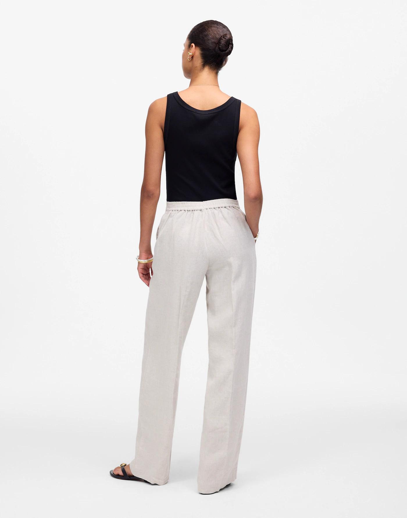 The Petite Easy Pull-On Pant in 100% Linen Product Image