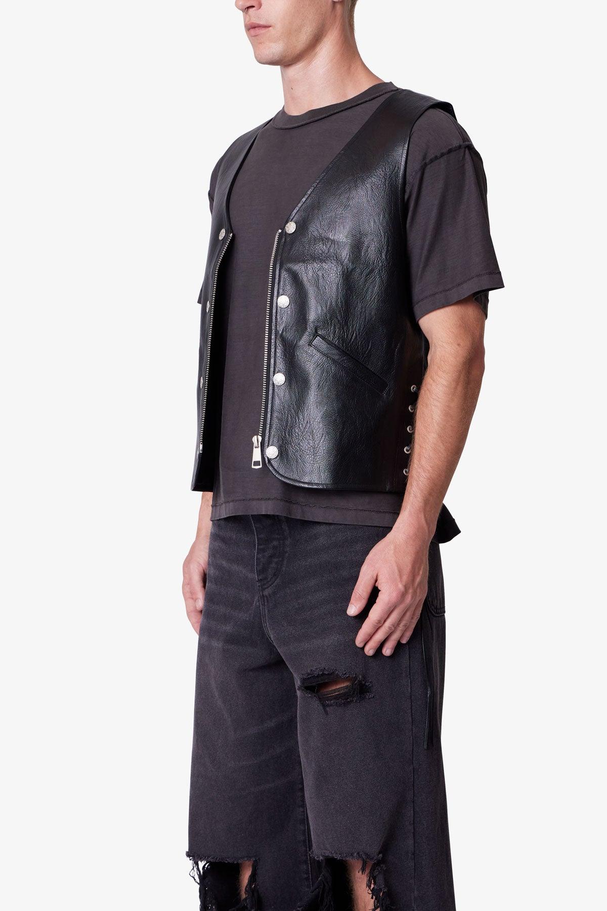 Vintage Biker Vest - Black Product Image