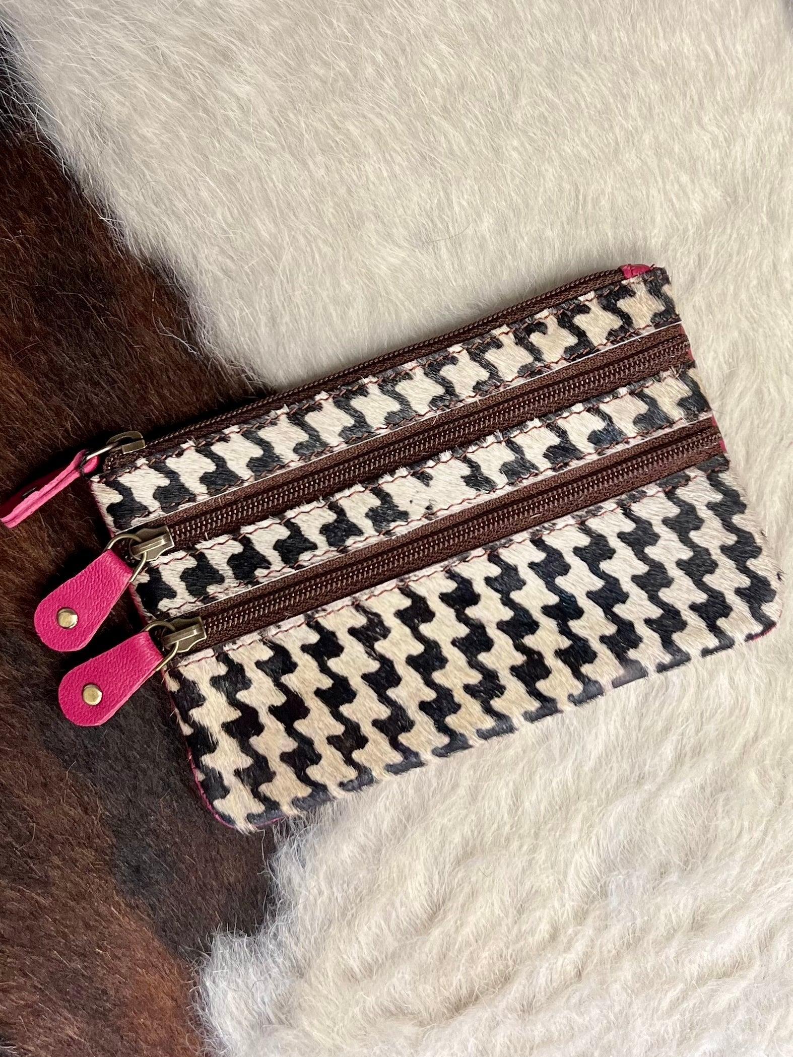 Vance Triple Zip Leather Coin Pouch -3 colors Product Image