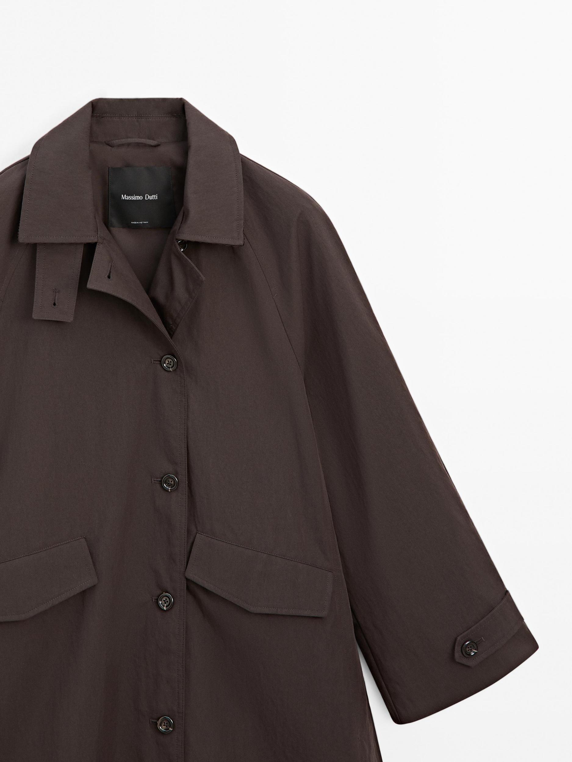 Cotton blend trench coat with corduroy detail Product Image