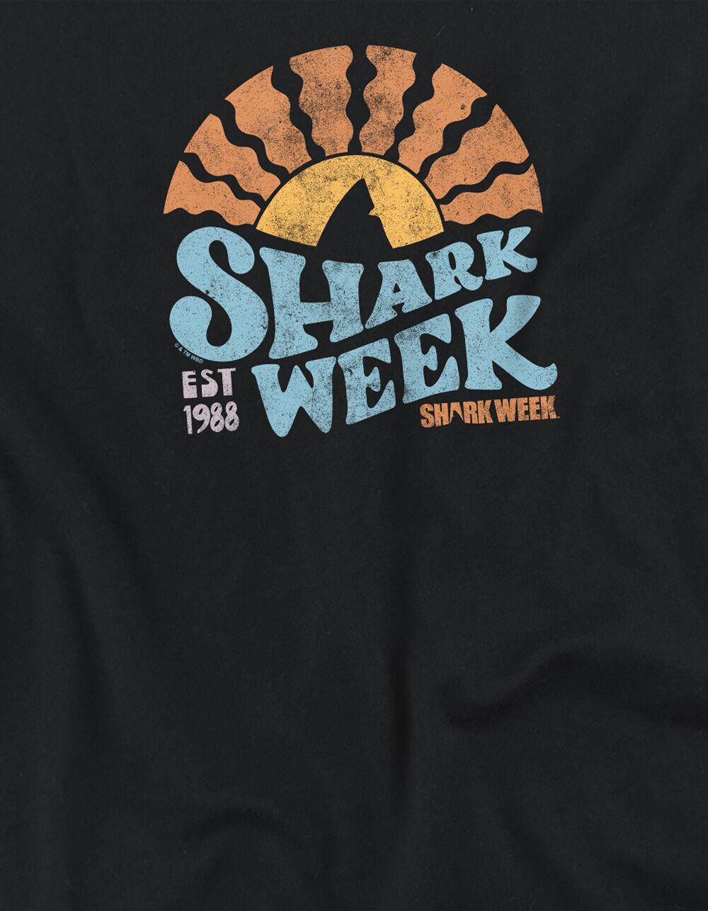 SHARK WEEK Lino Sunset Womens Cropped Tee - BLACK Product Image