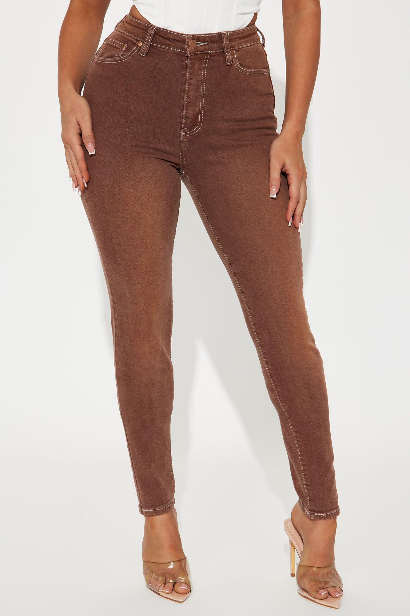 Tall Give It A Shot Stretch Skinny Jeans - Brown Product Image