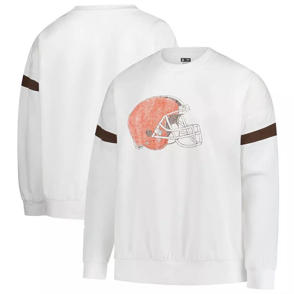 Women's Fanatics  White Cleveland Browns Plus Size Fleece Pullover Sweatshirt, Size: 1XL Product Image