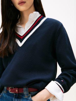 Varsity Stripe V-Neck Sweater Product Image