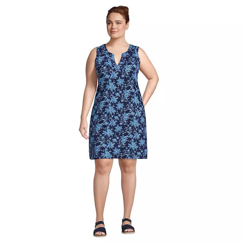 Plus Size Lands End Splitneck Swim Cover-Up Dress, Womens Product Image