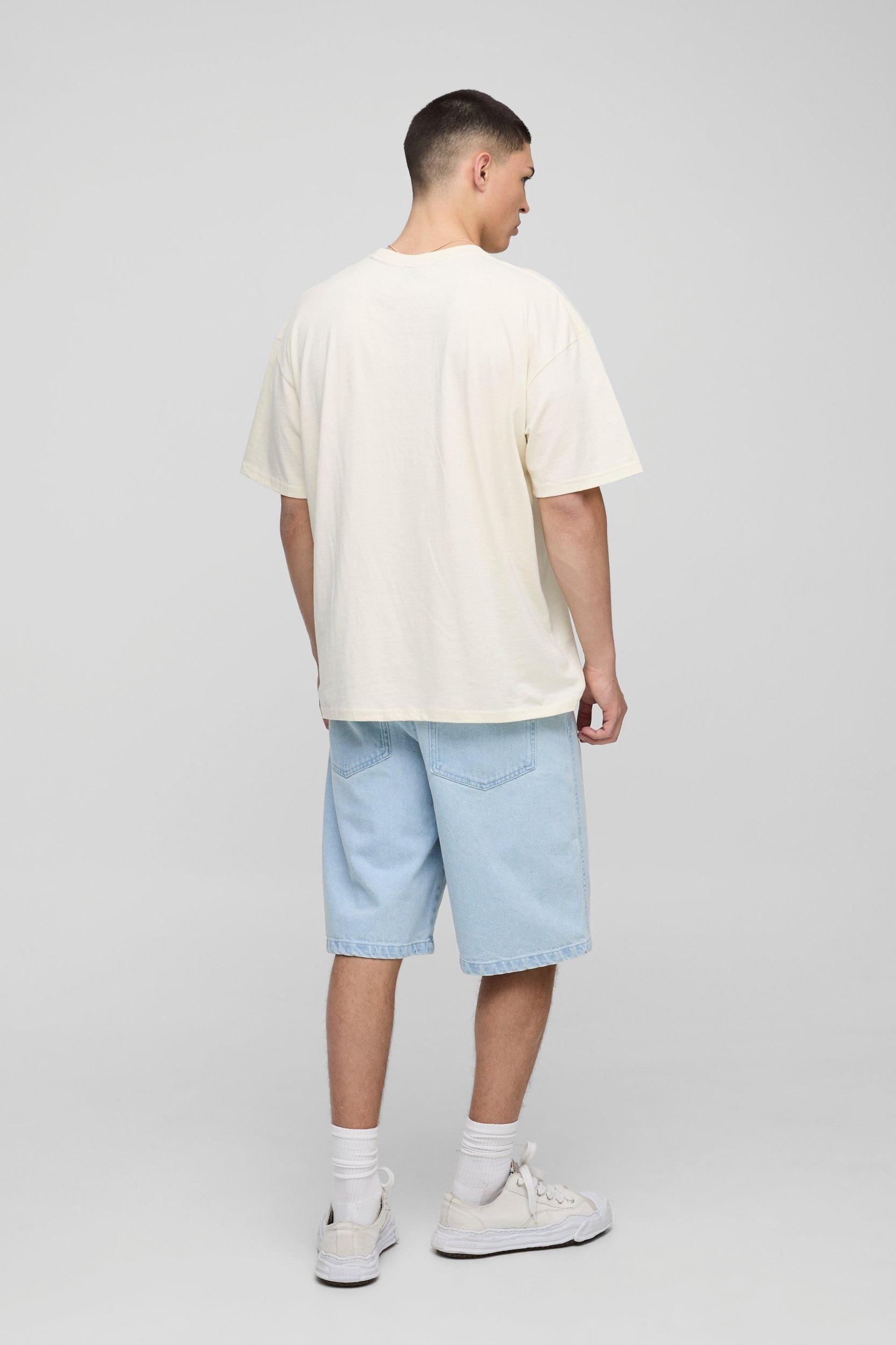 Ecru Oversized French Riviera T-Shirt | boohooMAN USA Product Image