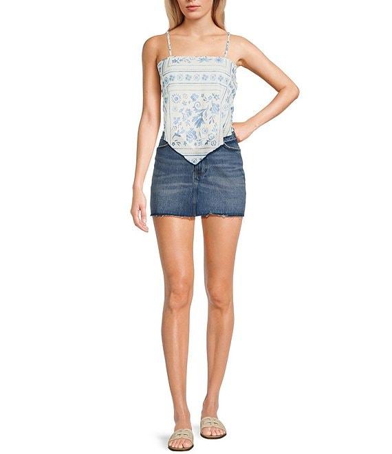 Honey & Sparkle Printed Mesh Handkerchief Hem Tank Top Product Image