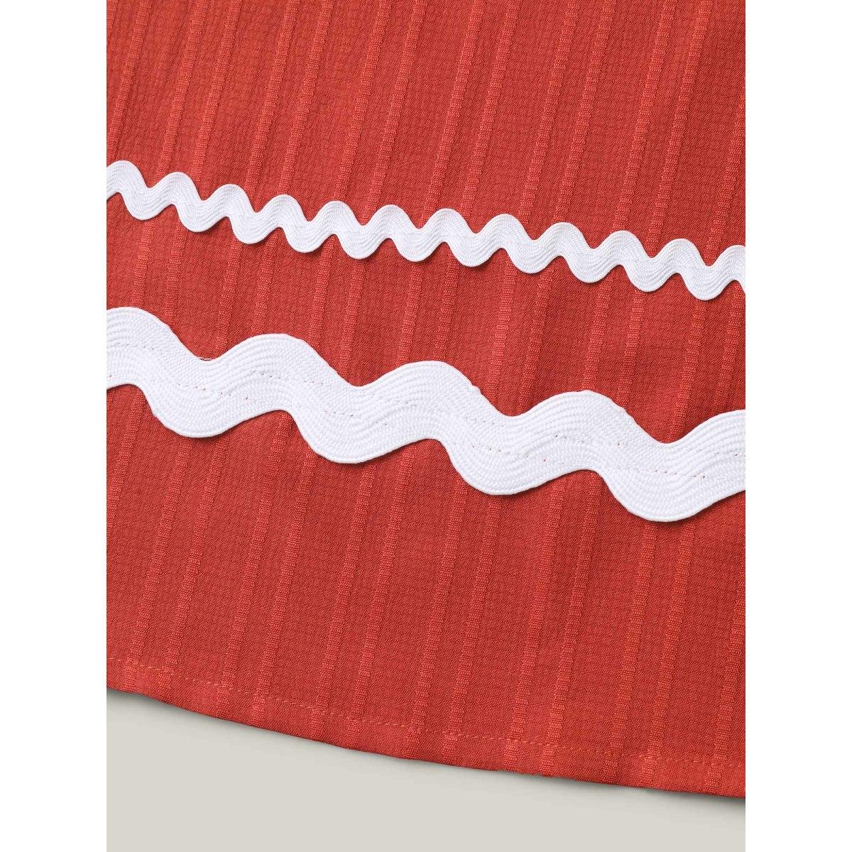 Plus Size Embroidered Sleeve Cinched-Waist Midi Dress Rust Women V-neck Short sleeve Curvy BloomChic 12/L Product Image