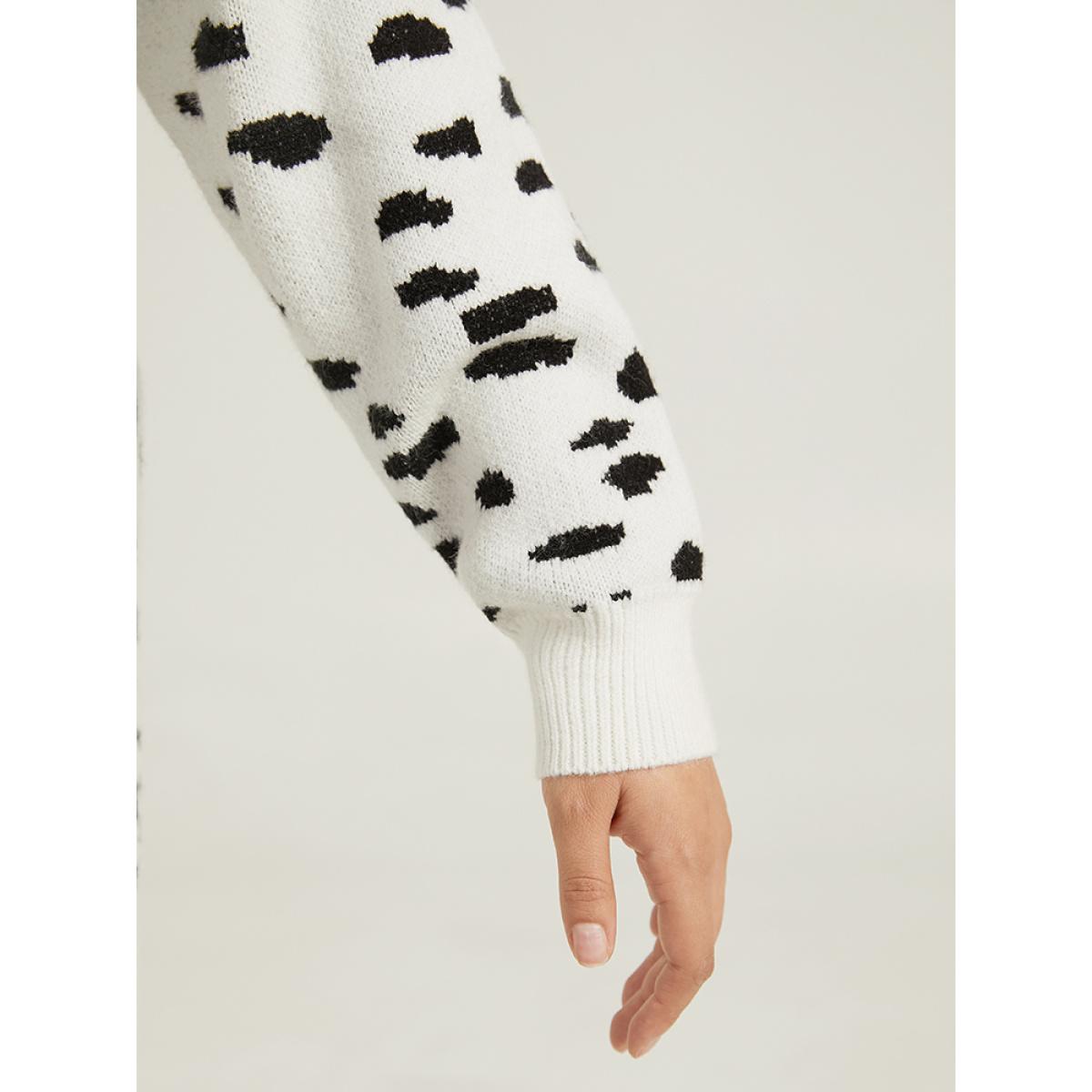 Plus Size Supersoft Essentials Dot Print Open Front Cardigan White Women Casual Loose Long Sleeve Dailywear Cardigans BloomChic 14-16/1X Product Image