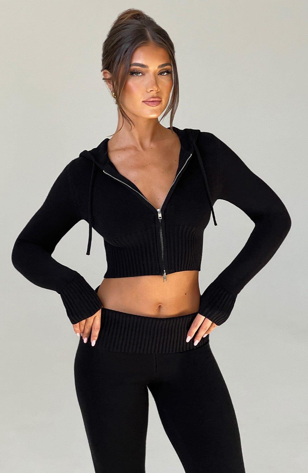 Portia Knit Hoodie - Black Product Image