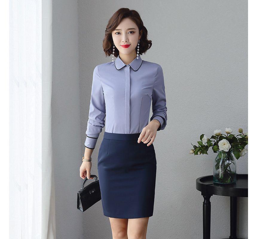 Long-Sleeve Plain Shirt Product Image