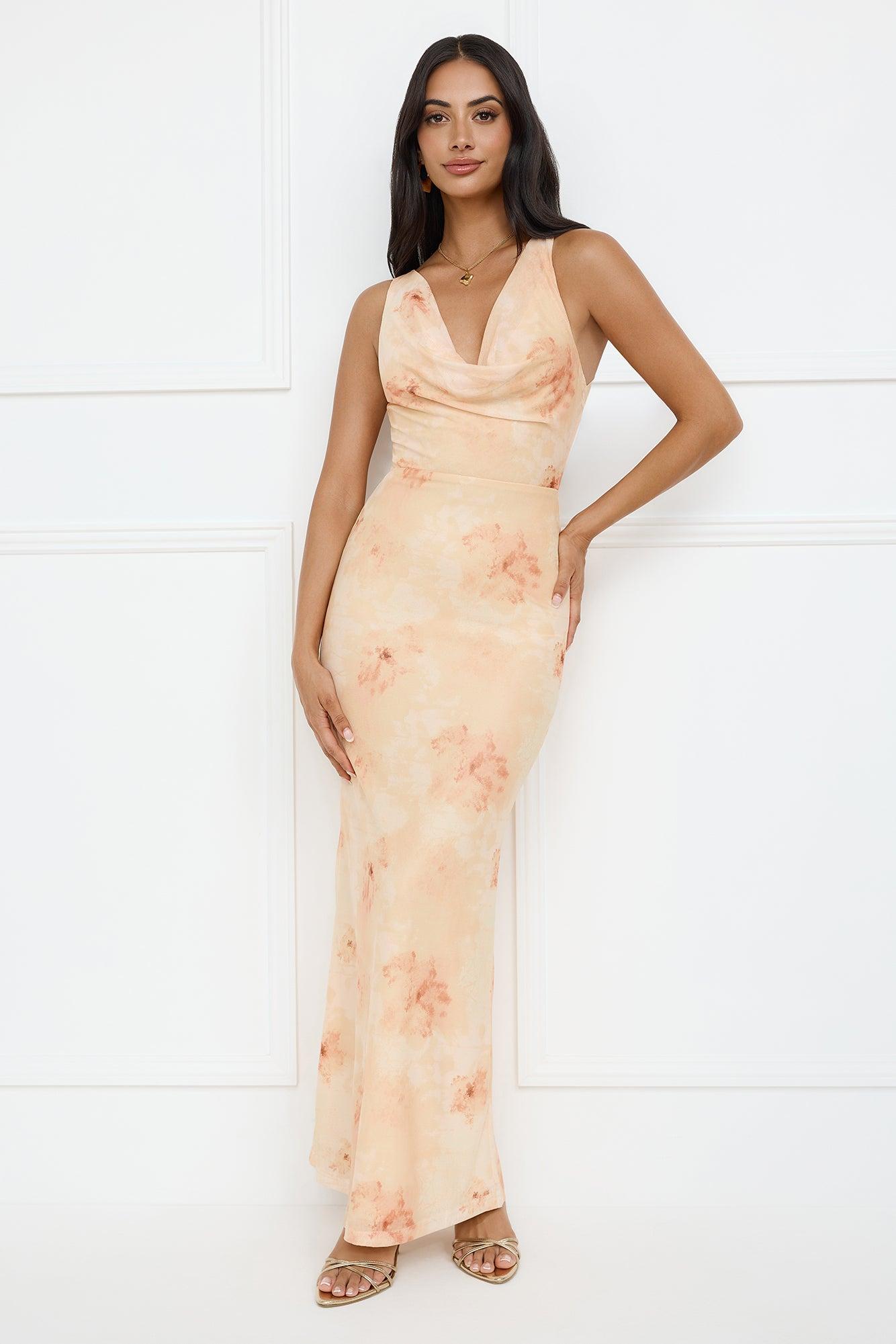 Citrus Sizzle Mesh Maxi Dress Orange Product Image