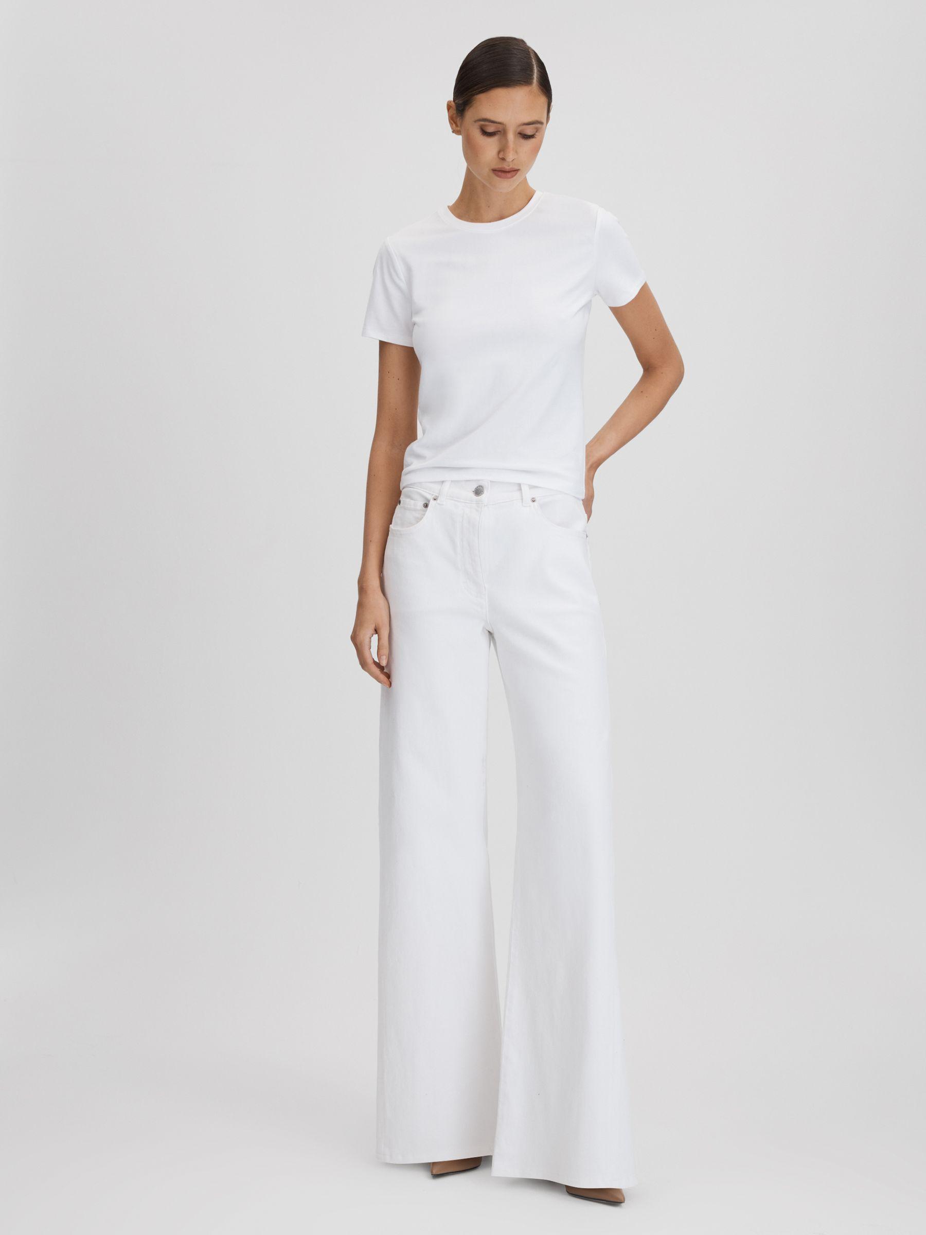 Good American Cotton Crew-Neck T-Shirt in White Product Image