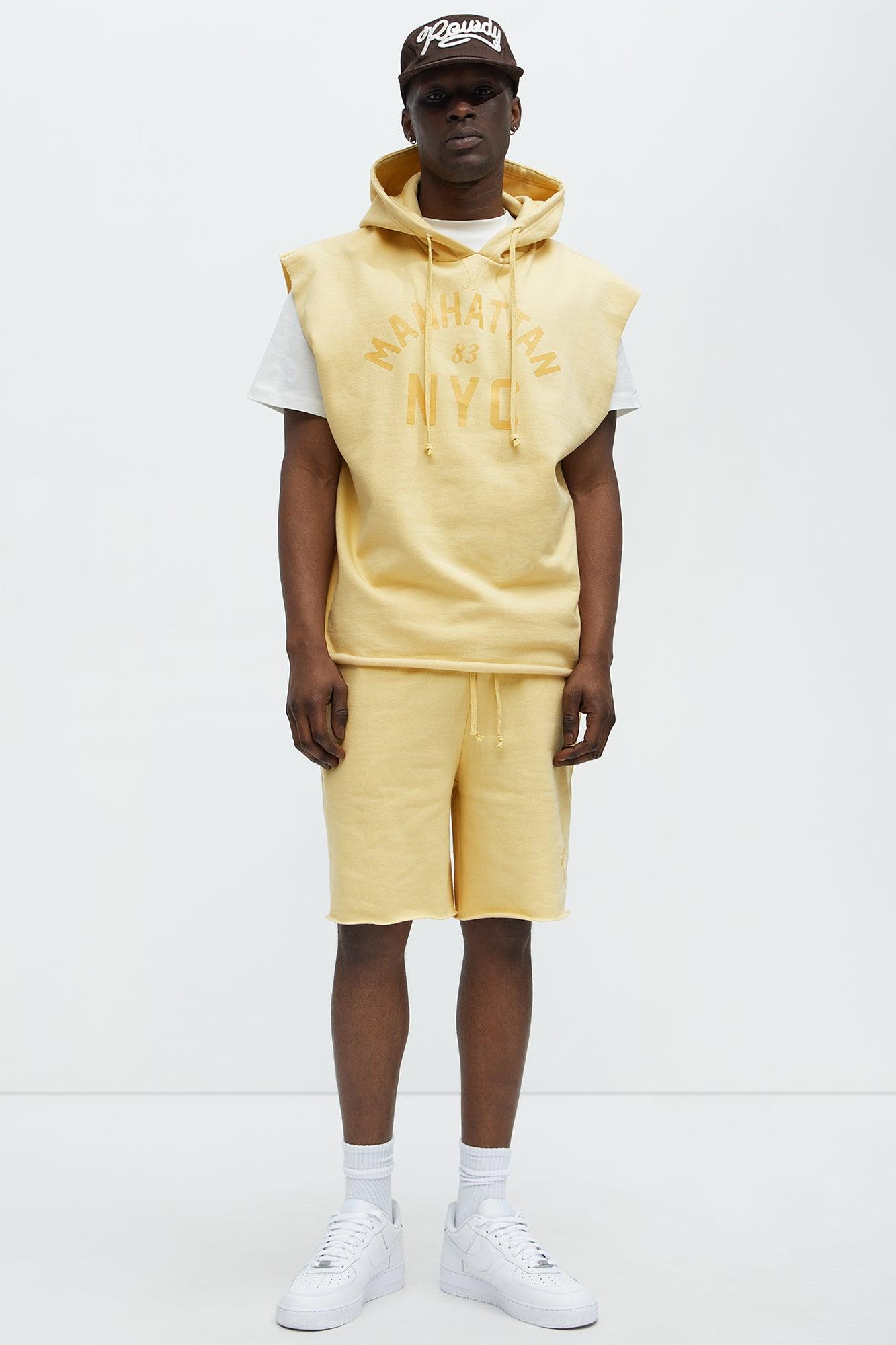 Manhattan Sleeveless Hoodie - Yellow Product Image