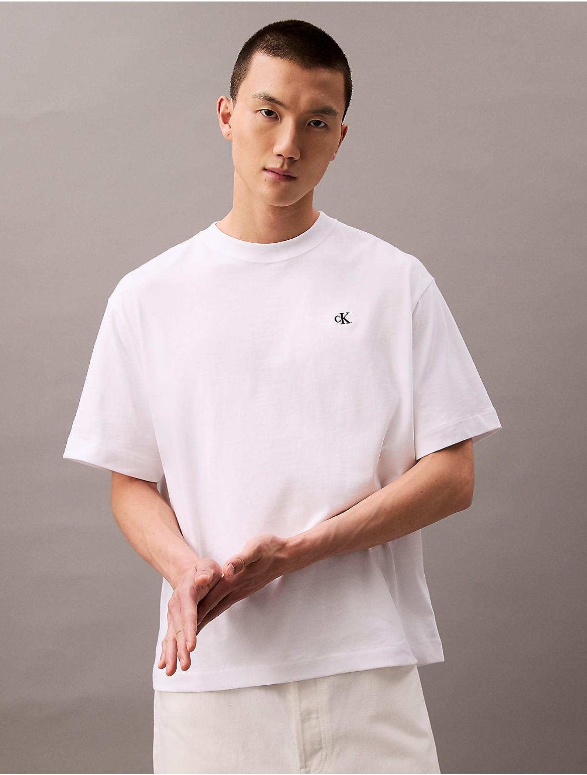 Calvin Klein Mens Archive Logo Relaxed Crewneck T-Shirt - White Product Image