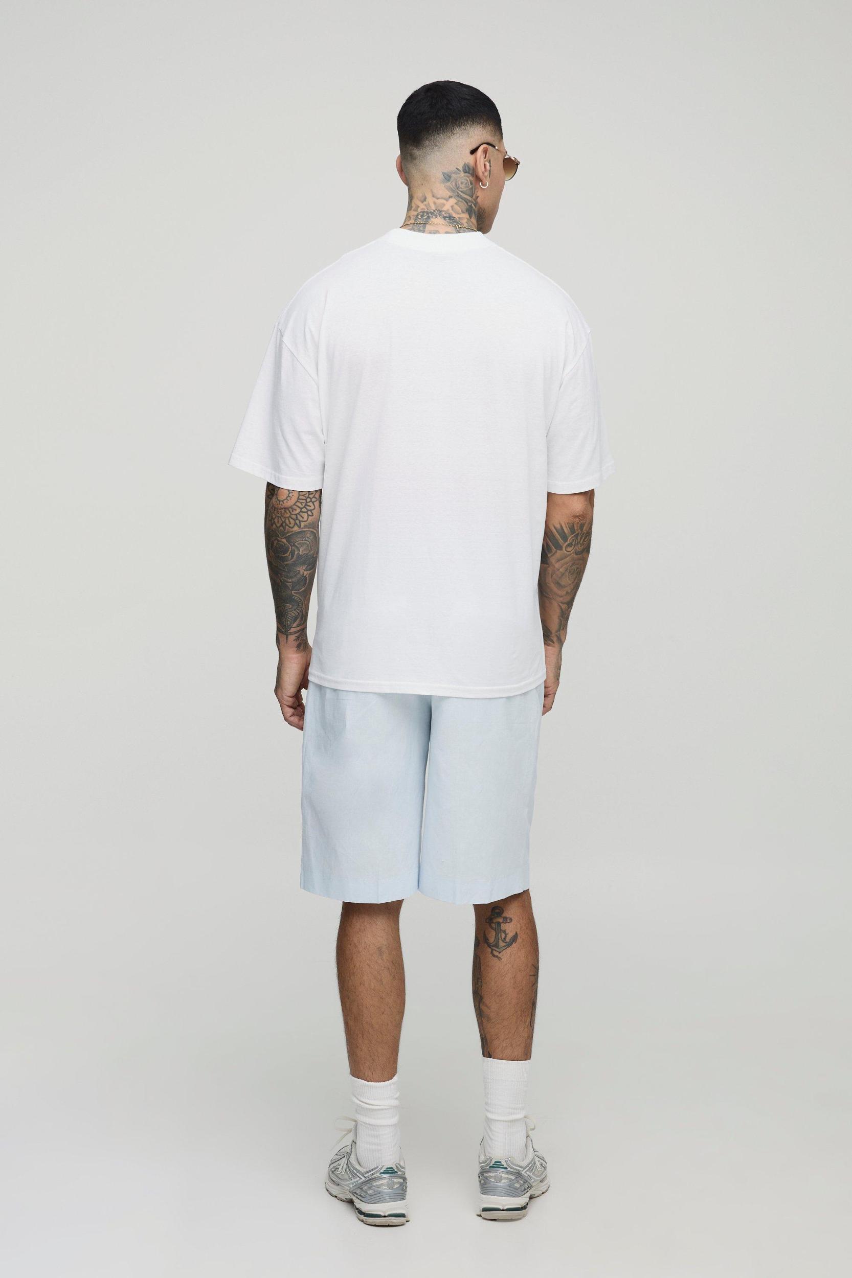 Tall Oversized Extended Neck Palm Springs Palm Print T-Shirt | boohooMAN USA Product Image