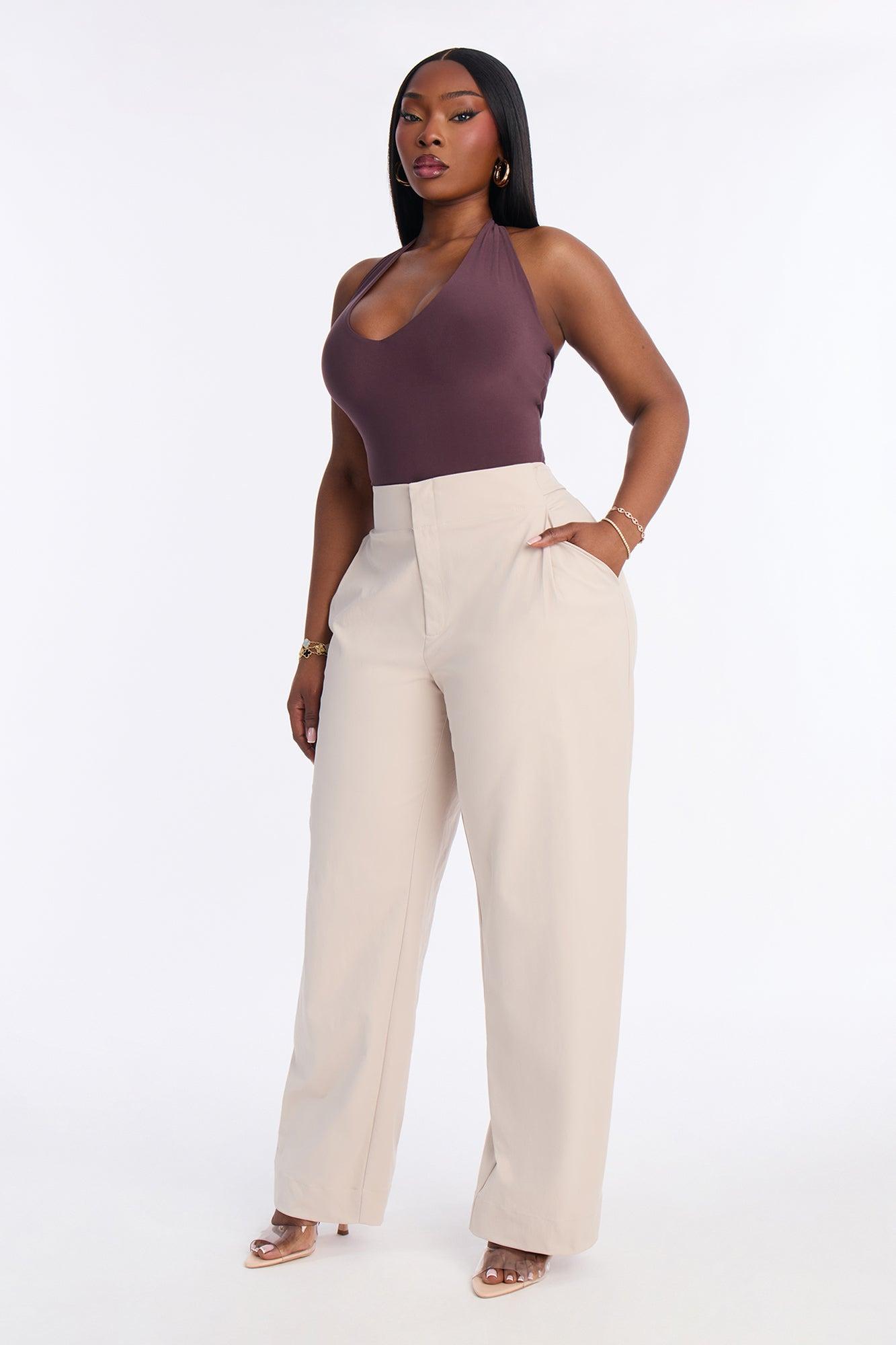 Cami Wide Leg Brushed Twill Pant 32″ - Stone Female Product Image