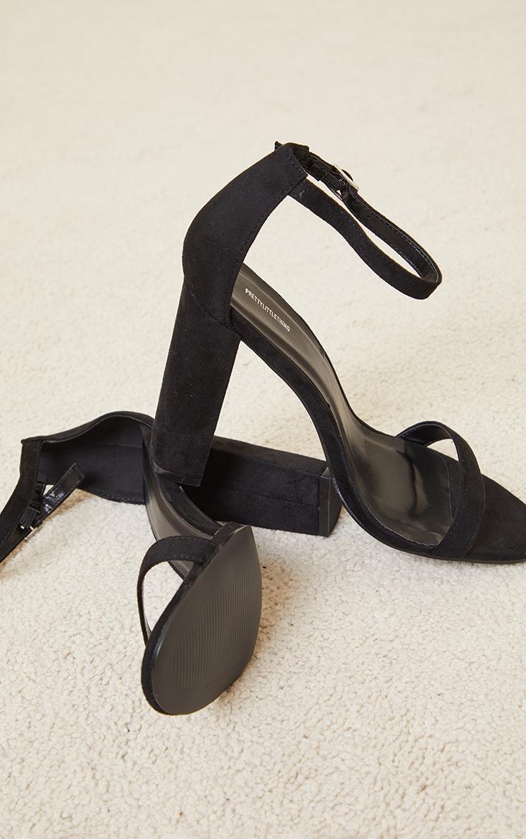 May Black Faux Suede Block Heeled Sandals Product Image