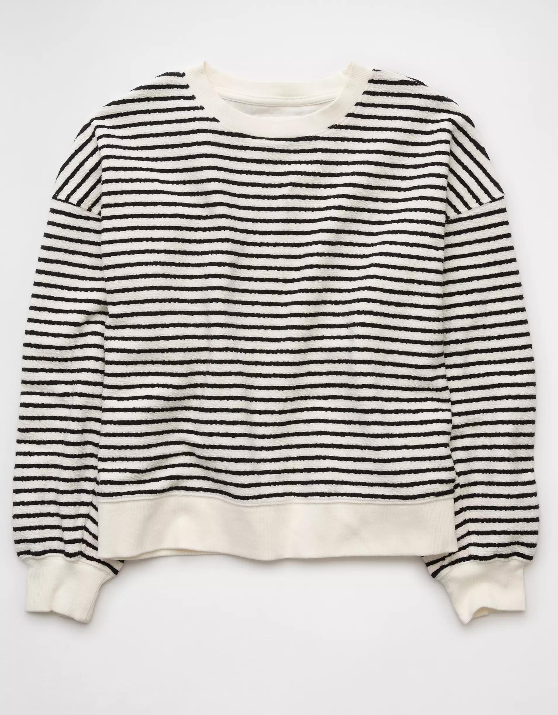 AE Oversized Striped Sweatshirt Product Image