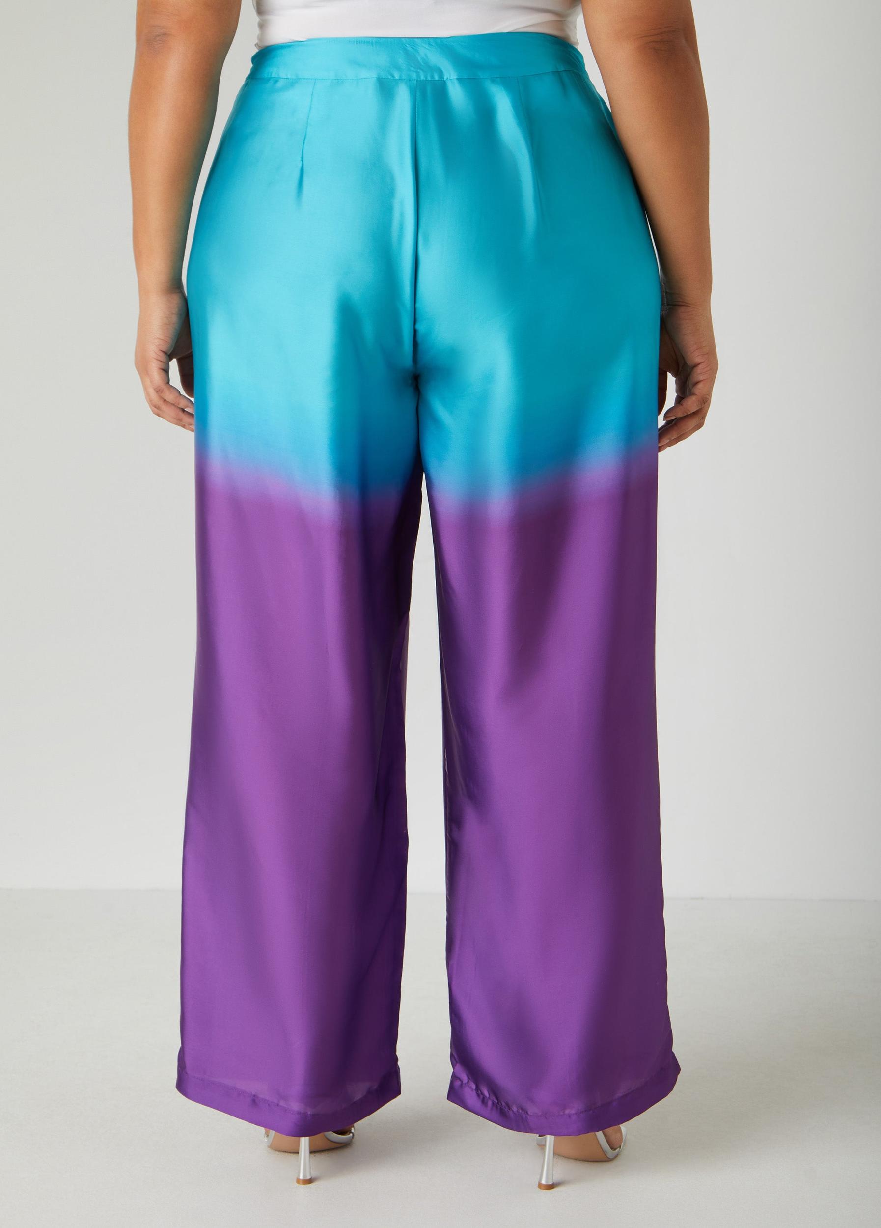Plus Size Ombre Satin Wide Leg Pants Ashley Stewart Product Image