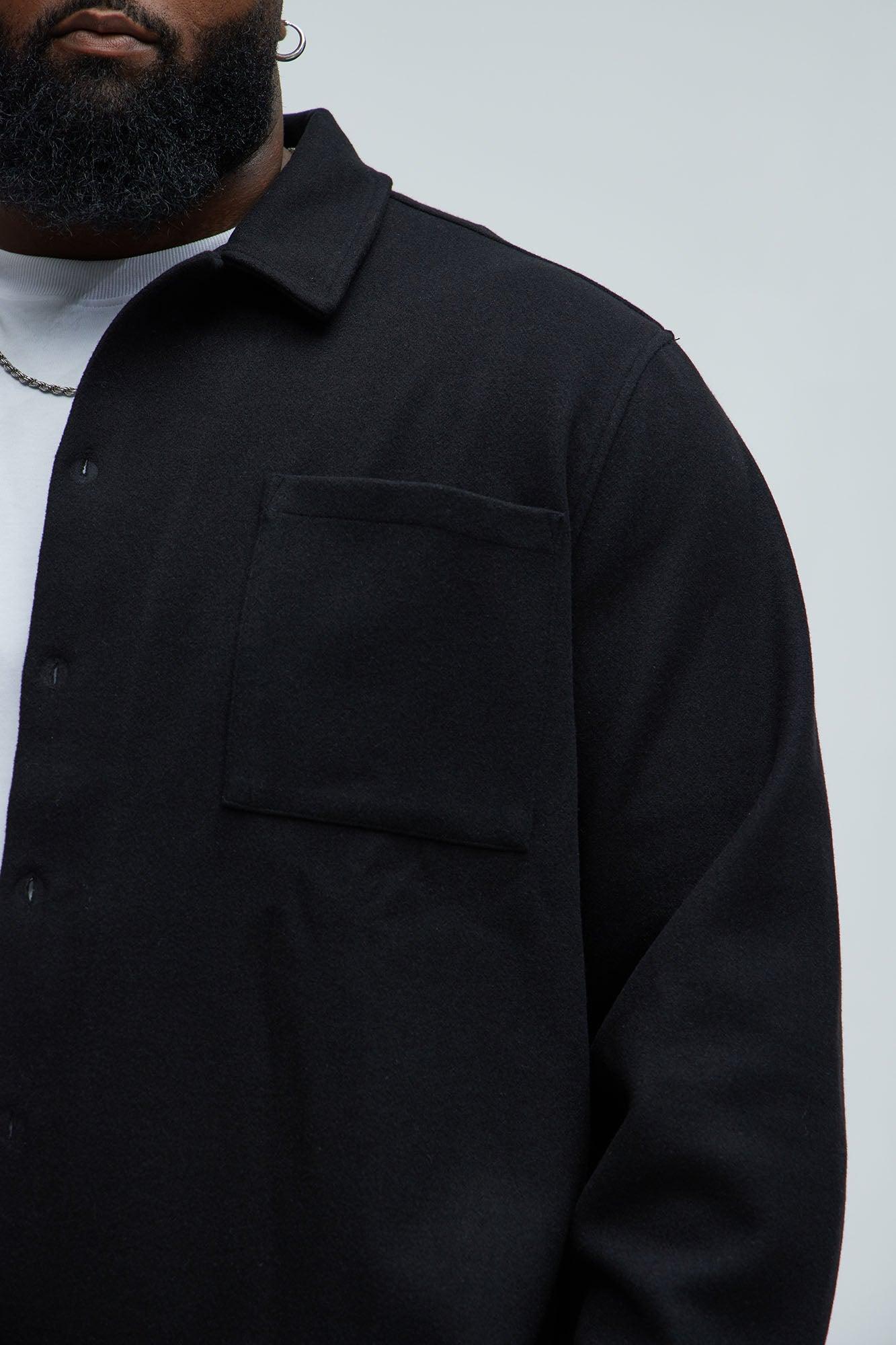 Talbot Wool Like Button Up Shirt - Black Product Image