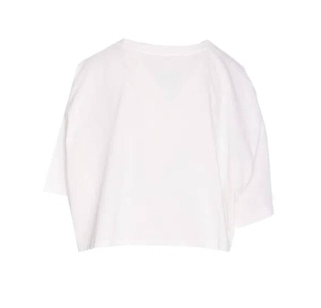 CHLOÉ White Cropped Crewneck T-shirt With Maxi Logo Print On The Front In Cotton Woman In Multicolor Product Image