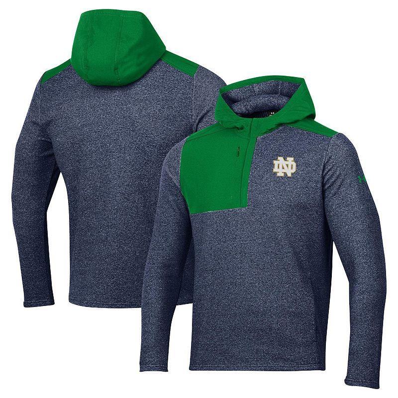 Men's Under Armour Navy Notre Dame Fighting Irish Survivor Fleece Hoodie Quarter-Zip Jacket,  Product Image