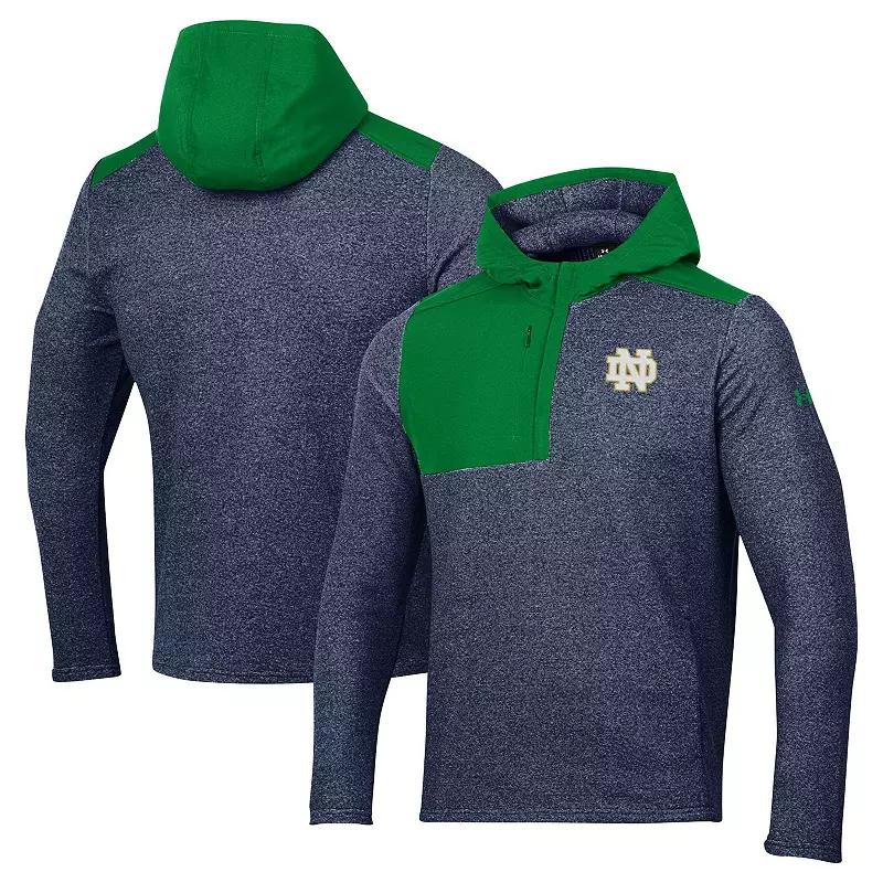 Men's Under Armour Navy Notre Dame Fighting Irish Survivor Fleece Hoodie Quarter-Zip Jacket,  Product Image