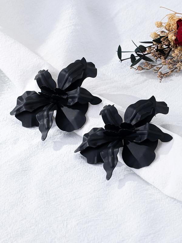 Flower Shape Solid Color Earrings Accessories Product Image