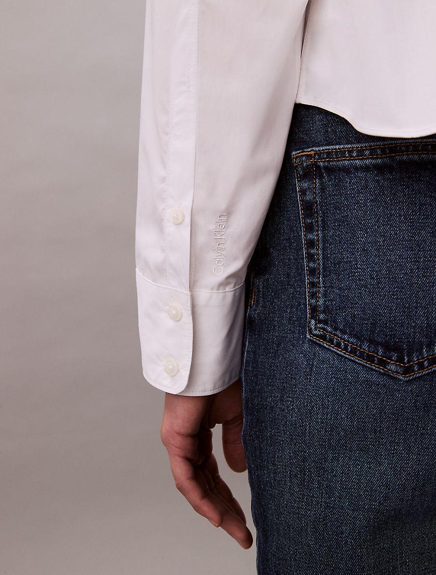 Boxy Cropped Button-Down Shirt Product Image
