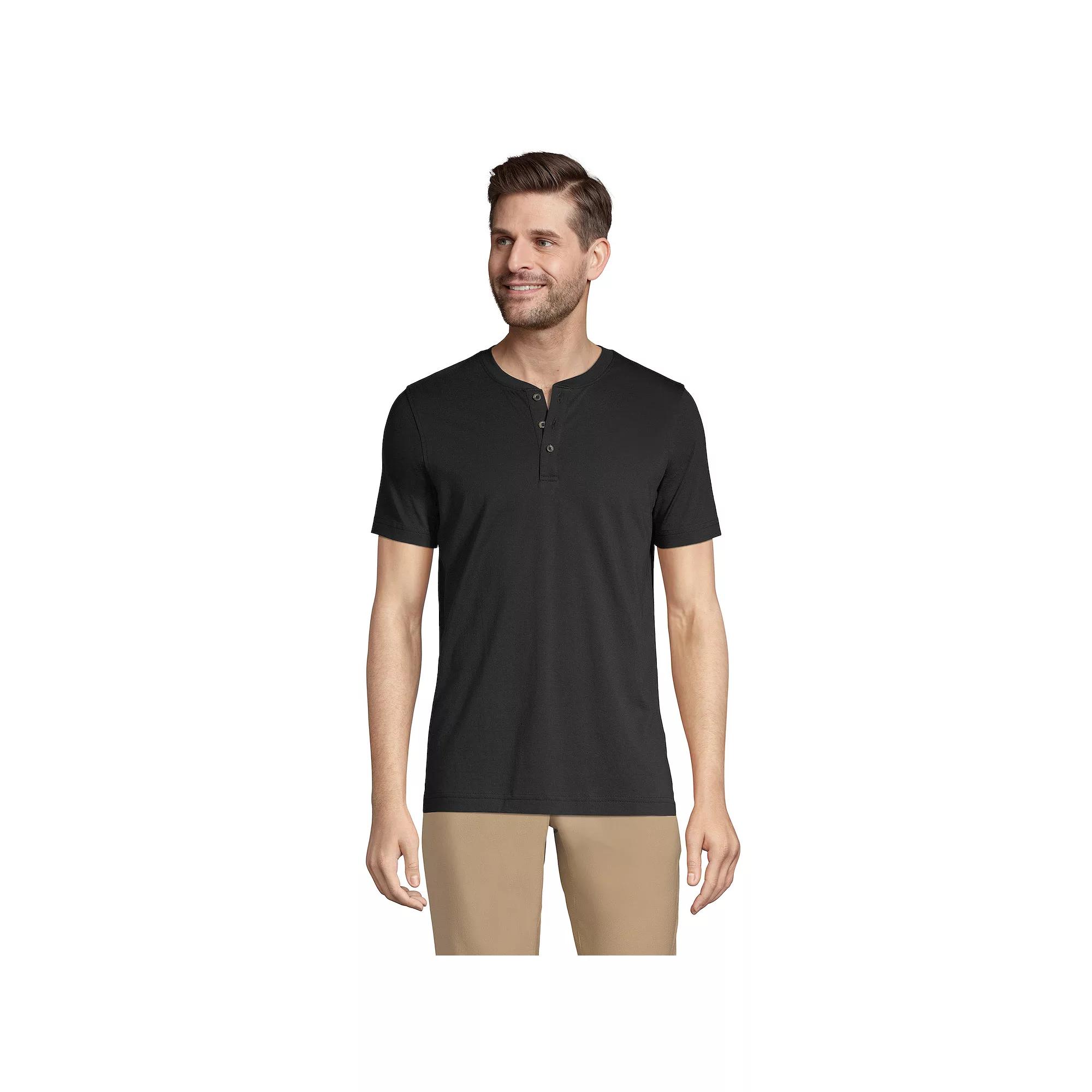 Big & Tall Lands' End Short Sleeve Supima Jersey Henley, Men's,  Product Image