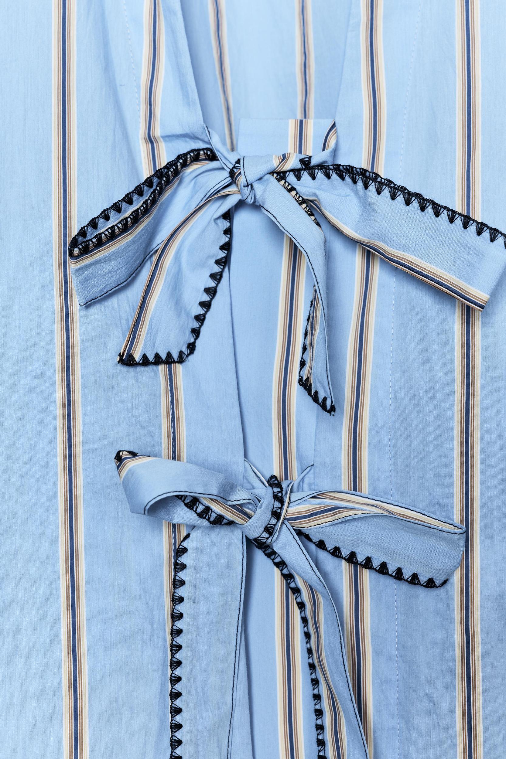 STRIPED POPLIN SHIRT WITH TIES Product Image