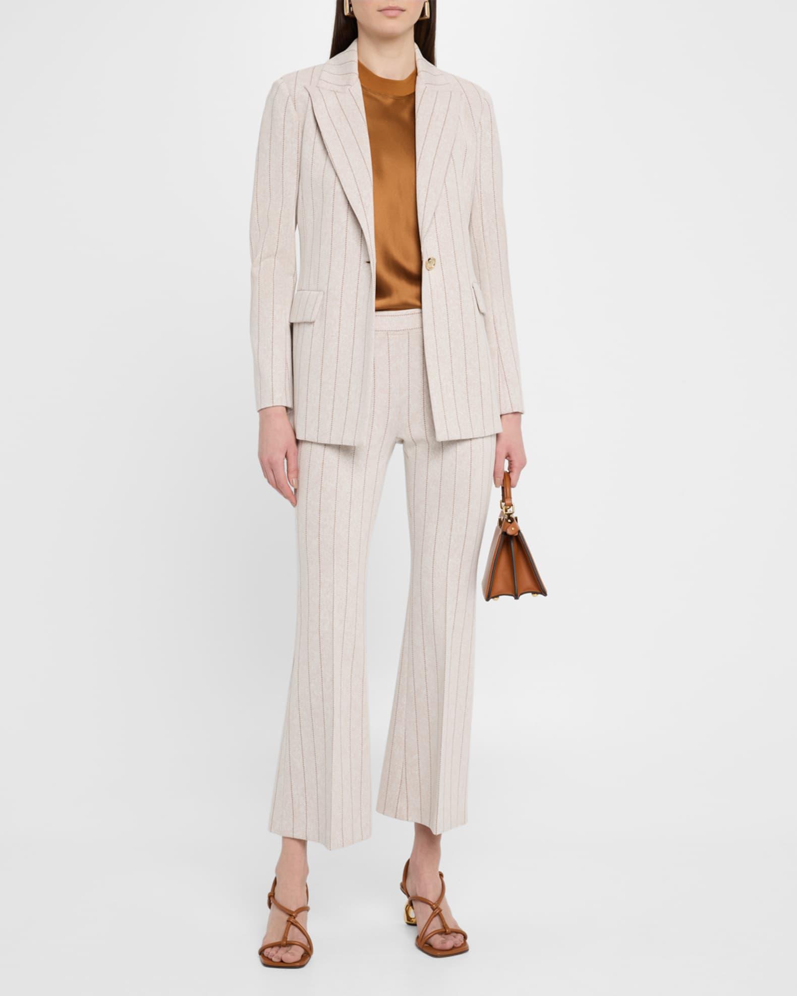 Pinstripe Flare Pull-On Crop Pants Product Image