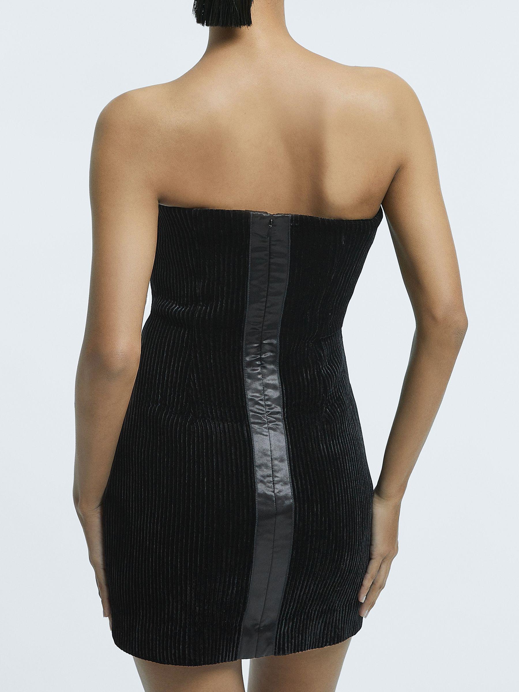 Velvet Pleat Detail Mini Dress in Black Product Image