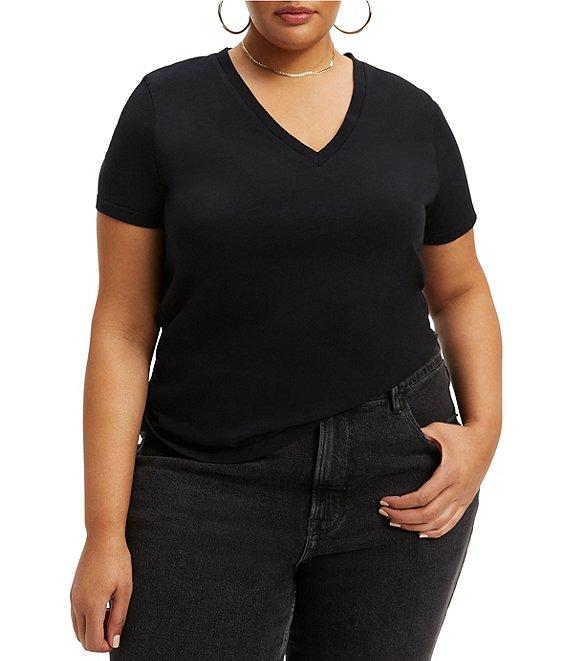 Womens Cotton Classic V-Neck T-Shirt | | Good American by Khlo Kardashian Product Image