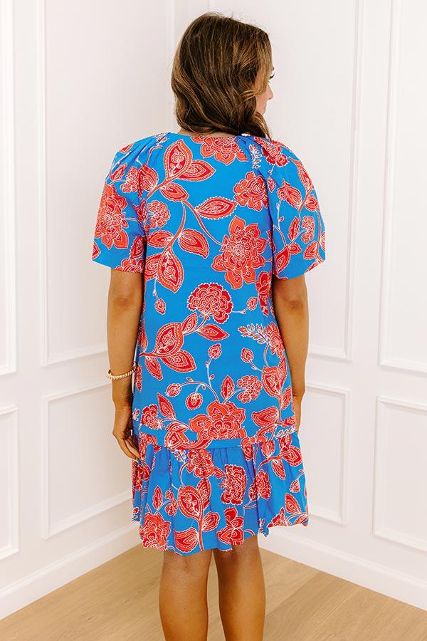 Serene Moment Floral Mini Dress in Ocean Blue Product Image