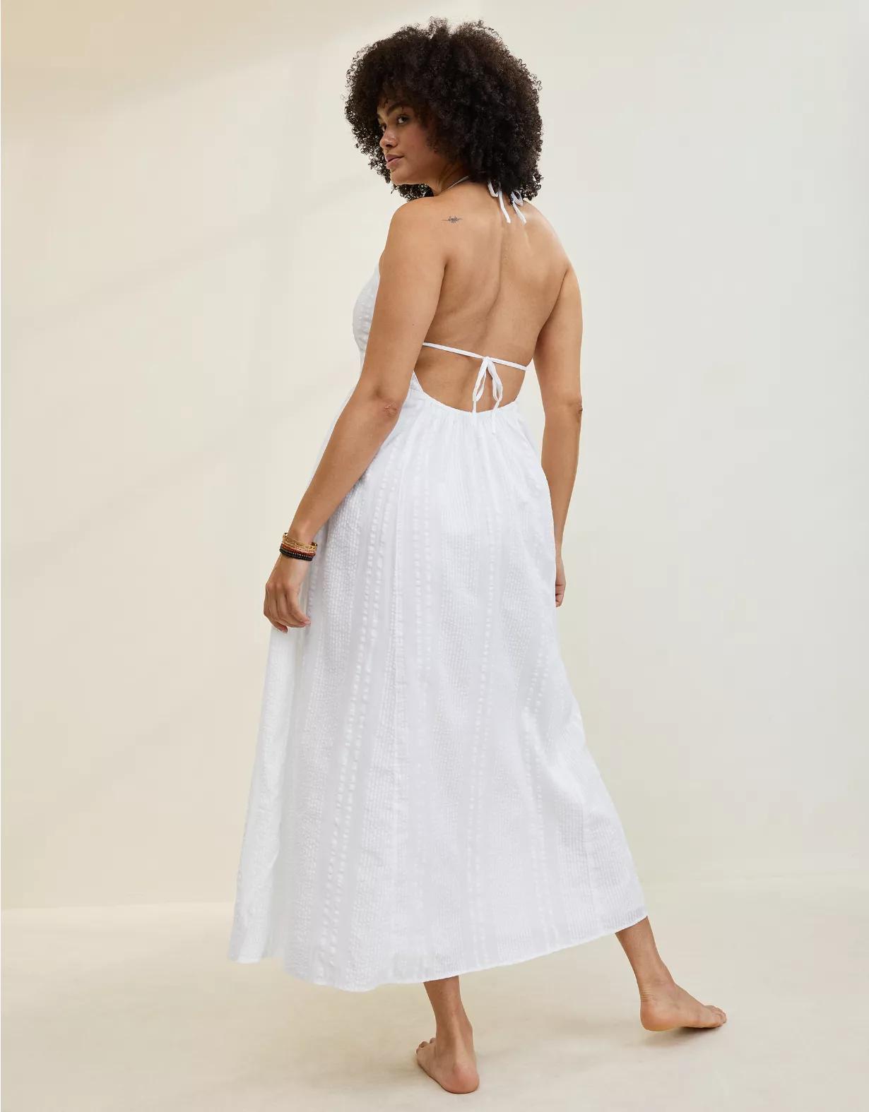 Aerie Seersucker Halter Maxi Dress Product Image