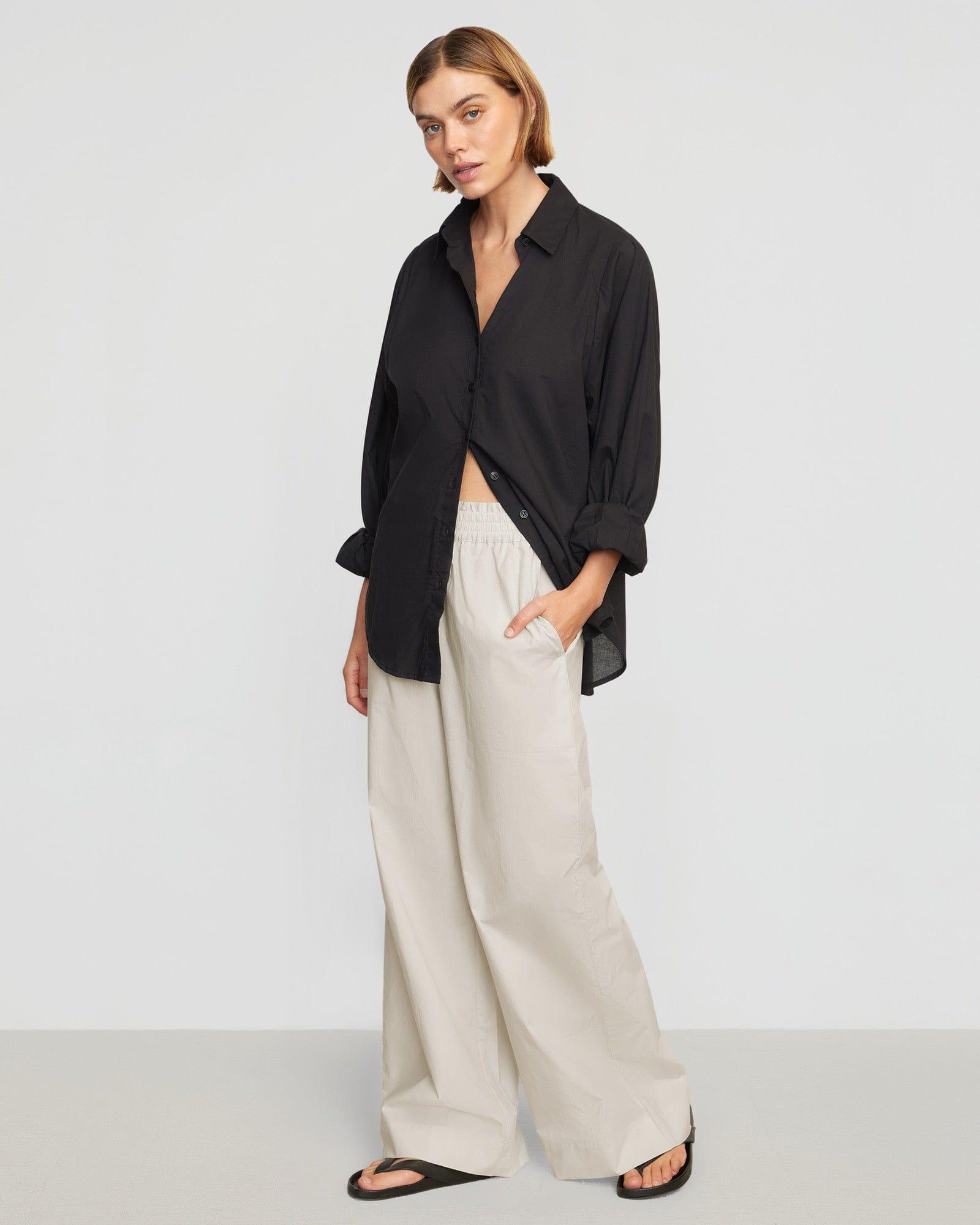 Paula Smocked-Waist Organic Cotton Pant Product Image
