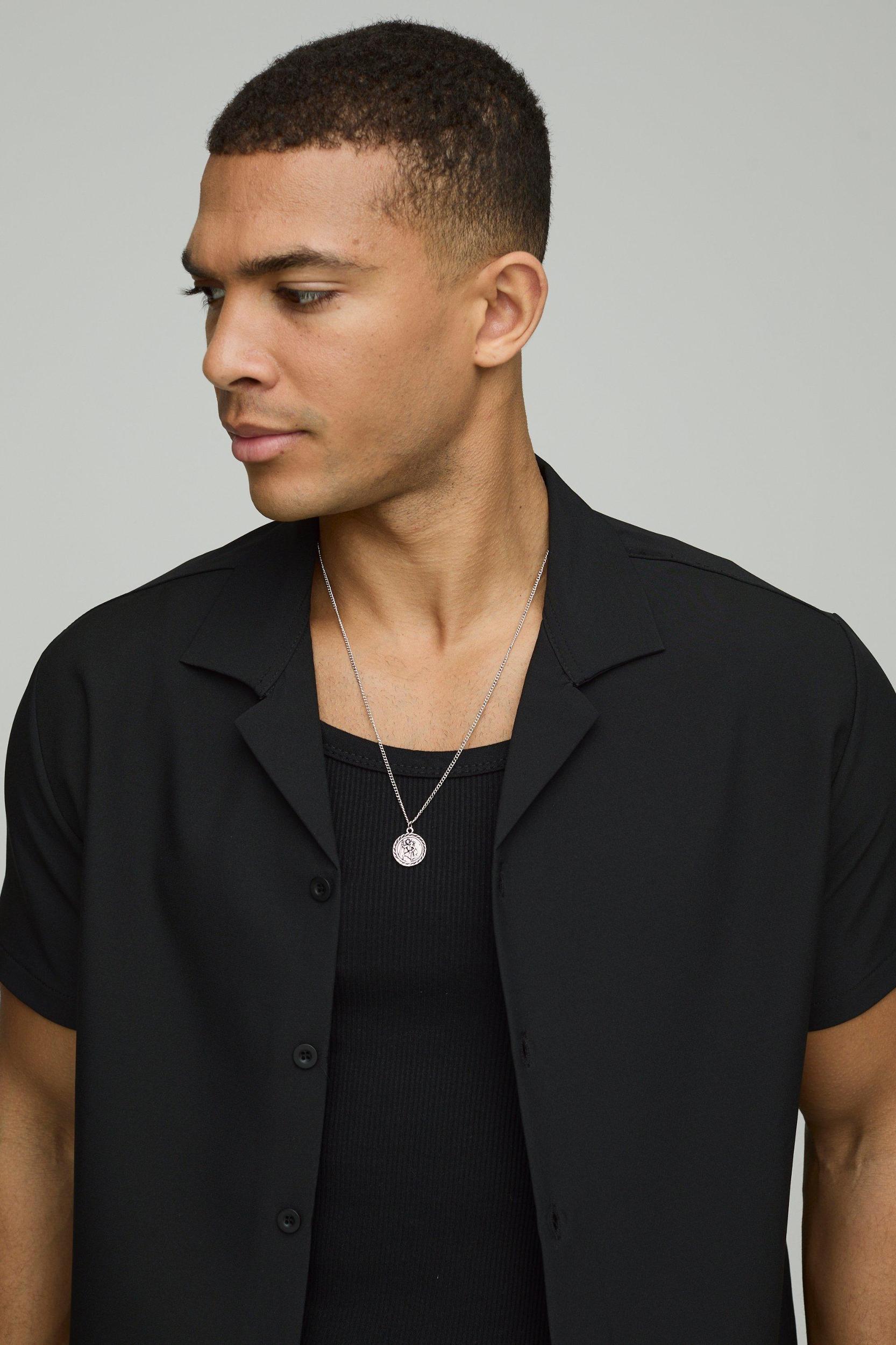 Regular Technical Stretch Revere Shirt | boohooMAN USA Product Image